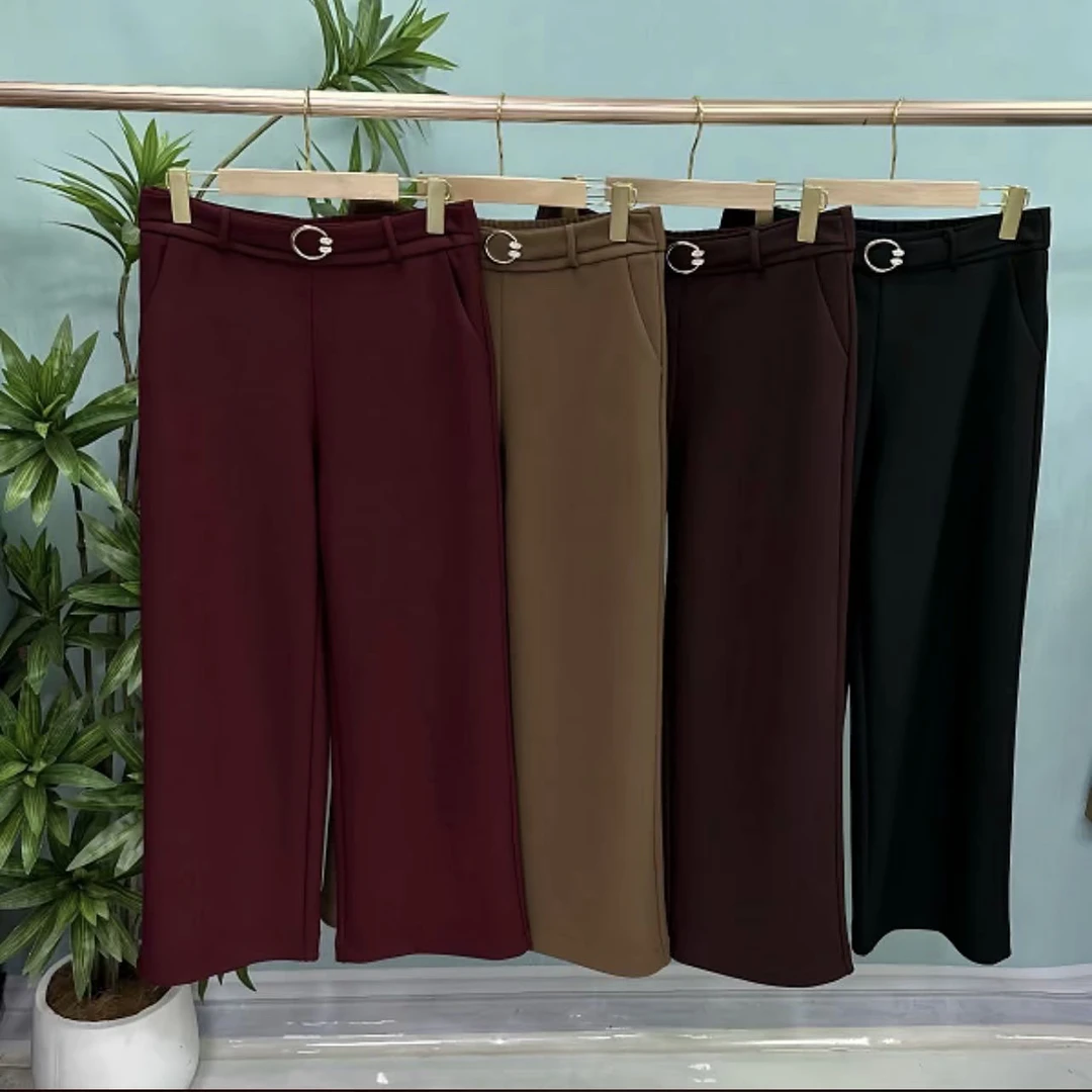 春秋冬新款高腰宽松显瘦百搭中老年妈妈阔腿裤(裤脚宽约8寸）3898#