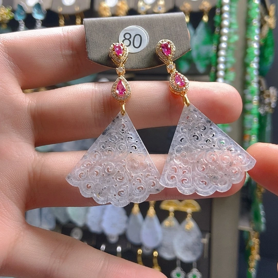 翡翠未镶嵌耳饰翡翠