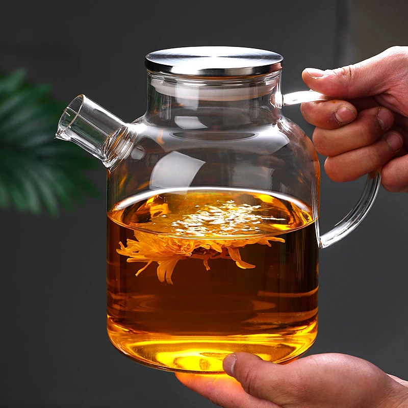 1800毫升冷水壶加厚耐高温玻璃凉水壶耐热防爆泡茶壶煮茶壶果茶壶