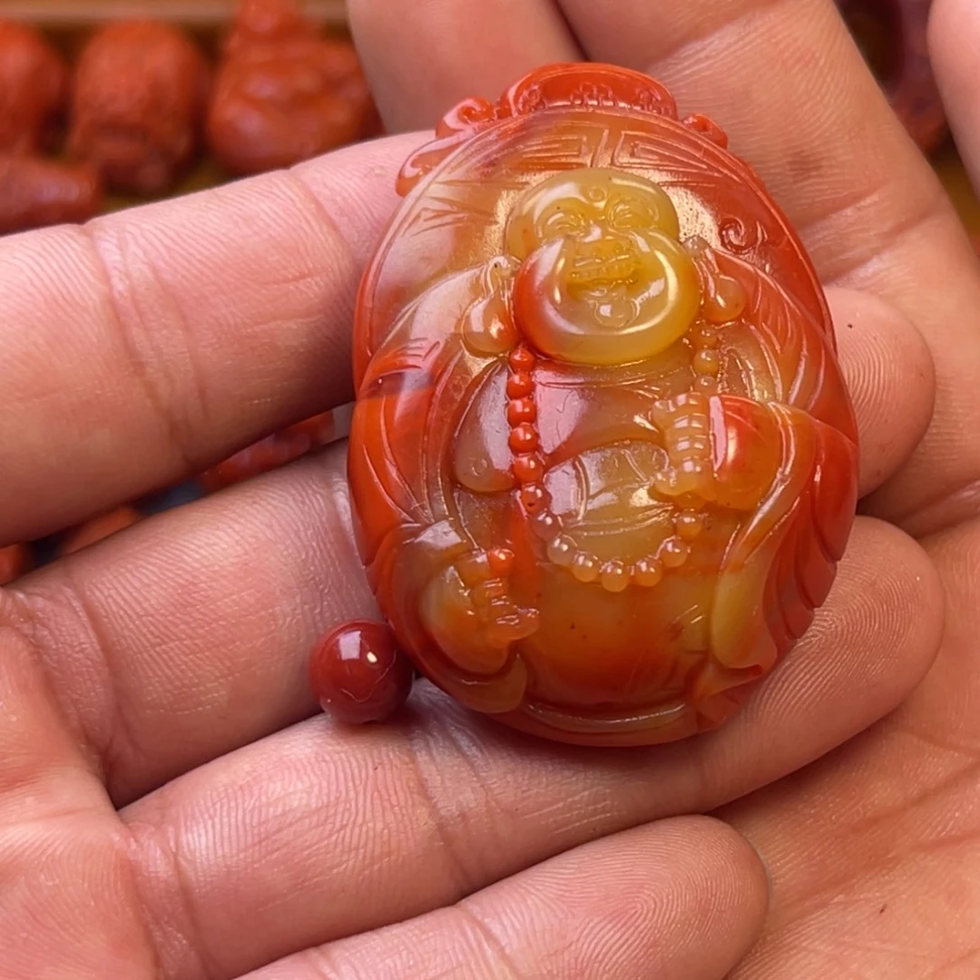 南红玛瑙未镶嵌川料精工佛公吊坠