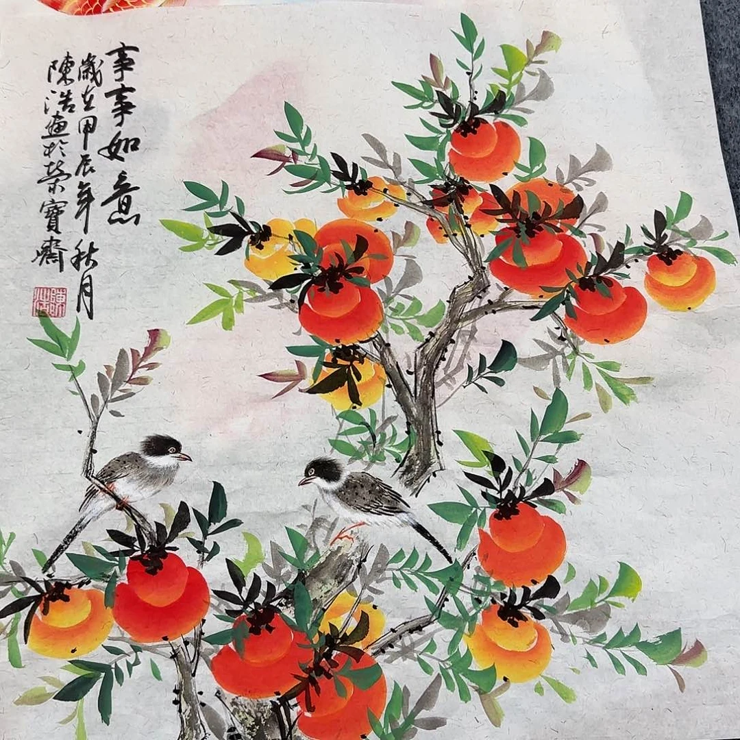 国画尺寸50x50纯手绘作品