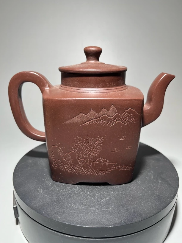 全手工宜兴紫砂老壶原矿紫泥四方宫灯泡茶壶家用大容量600c茶具