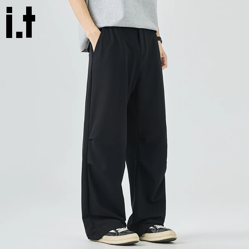 i.t:CHOCOOLATE男士秋冬休闲西裤2025年新款运动垂感直筒阔腿长裤