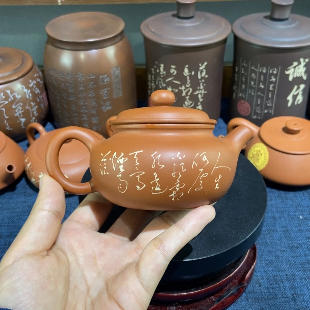 5建水紫陶手工复烧彩填壶茶160c