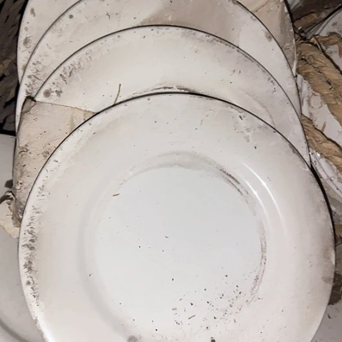 瓷片国营厂库存微瑕21厘米圆平盘4