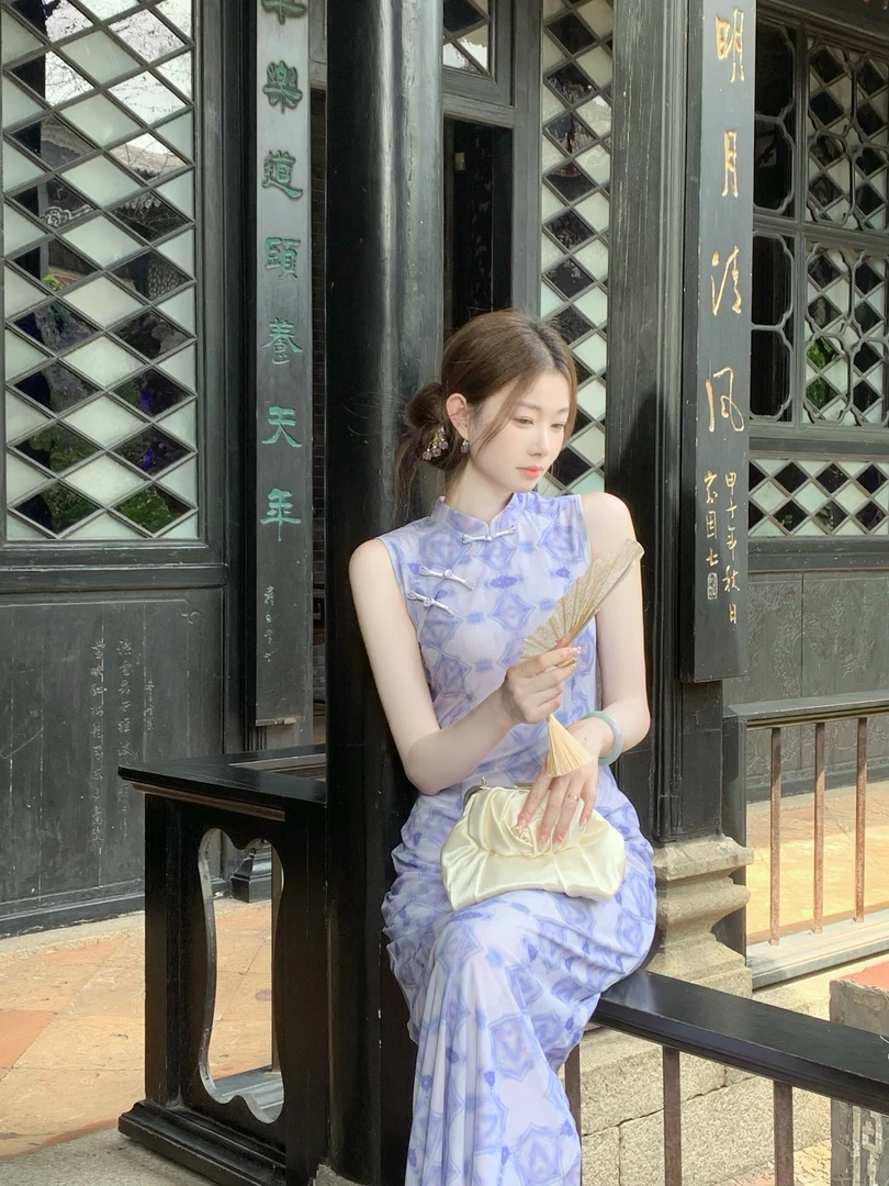 EIA一尧新中式国风【春江花月】气质女人复古民国旗袍连衣裙显瘦女