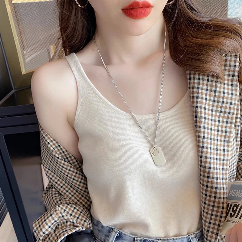 冰丝针织小吊带背心女内搭西装打底设计感小众宽松外穿上衣