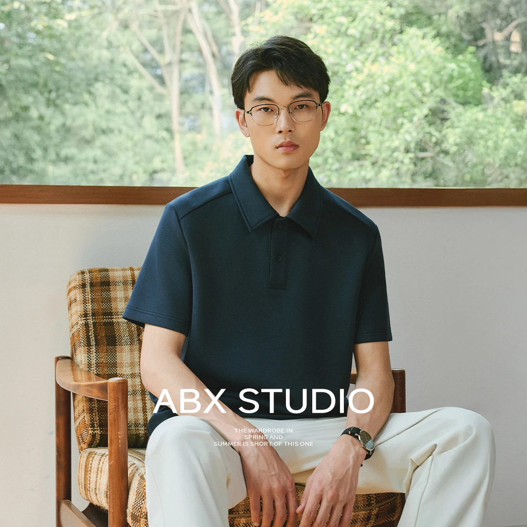 抗皱易打理莫代尔棉空气层 abx夏季翻领针织POLO衫男休闲短袖T恤