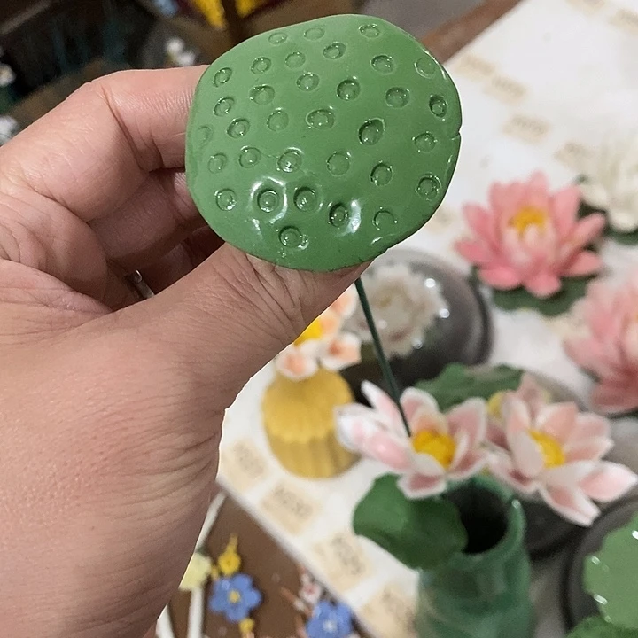 瓷片纯手工陶瓷花摆件瑕