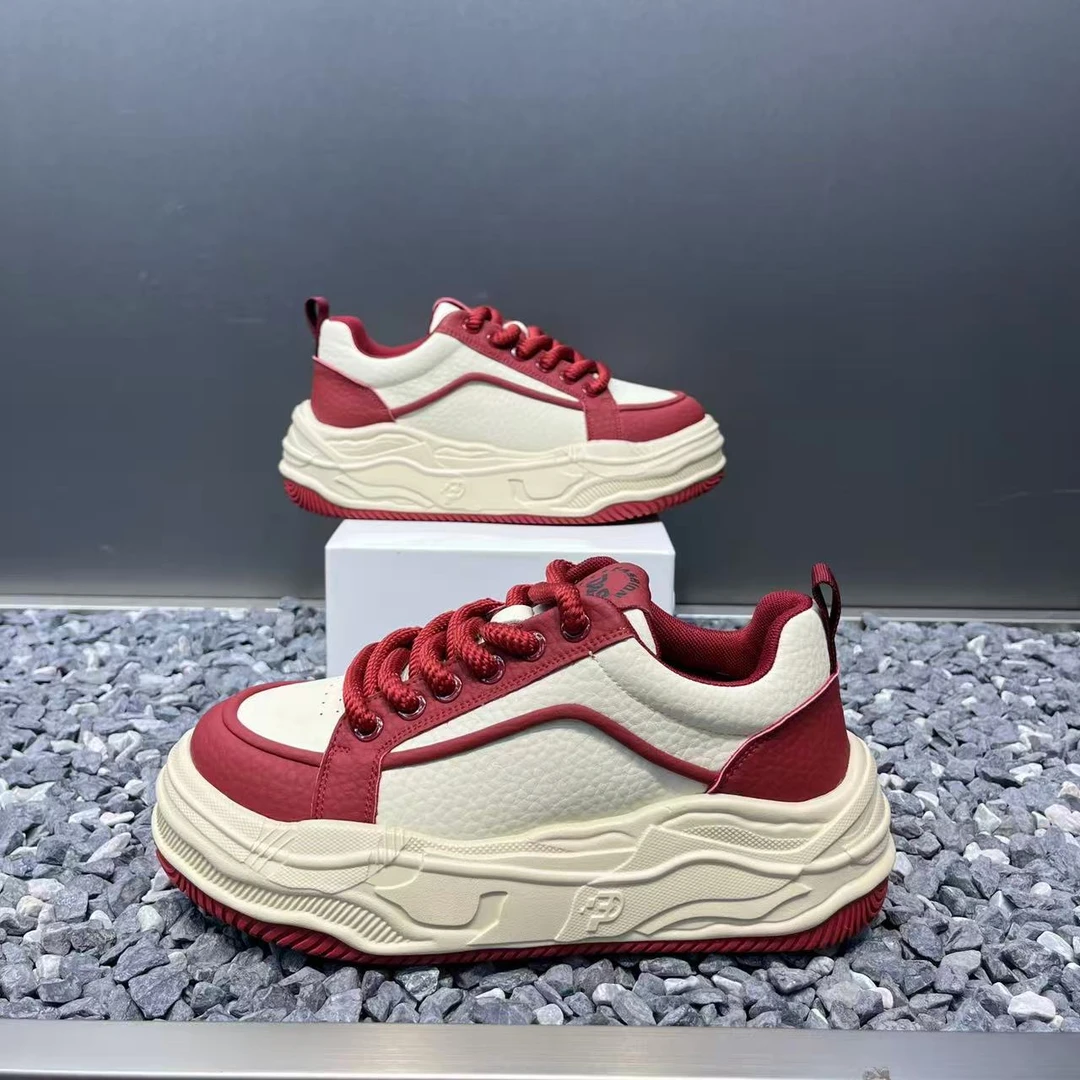 男鞋2025厚底拼色秋季时尚百搭增高休闲鞋ins潮流低帮男生鞋子