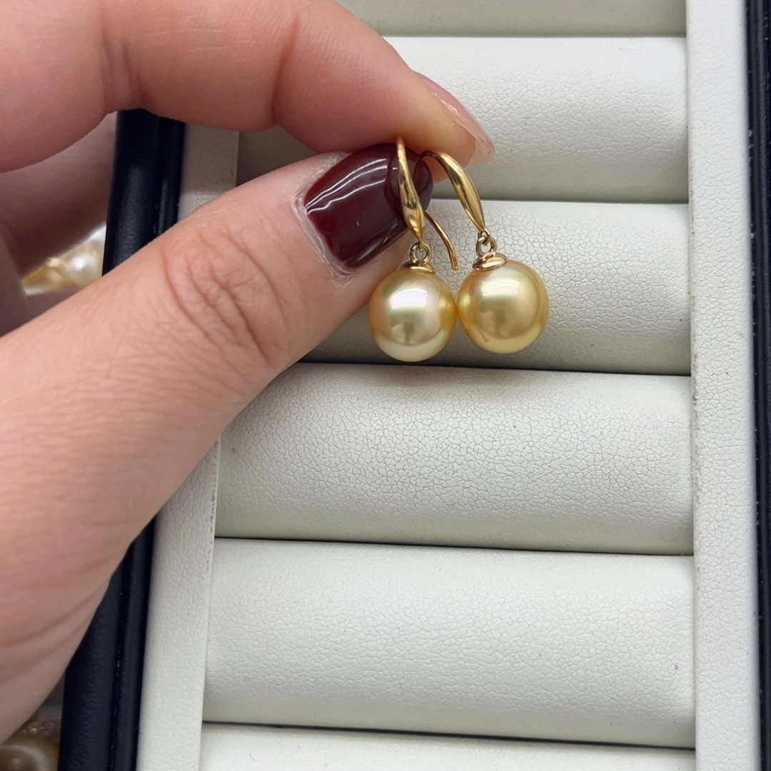 海水珍珠银S925镶嵌耳饰