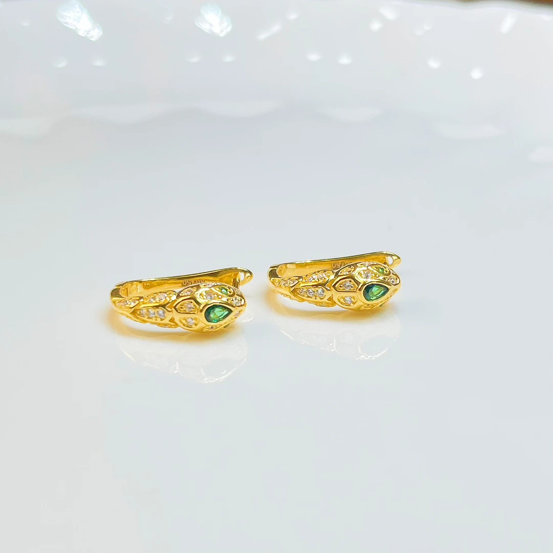 培育祖母绿-中国好珍宝【141】祖母绿精美灵蛇元素耳包一对