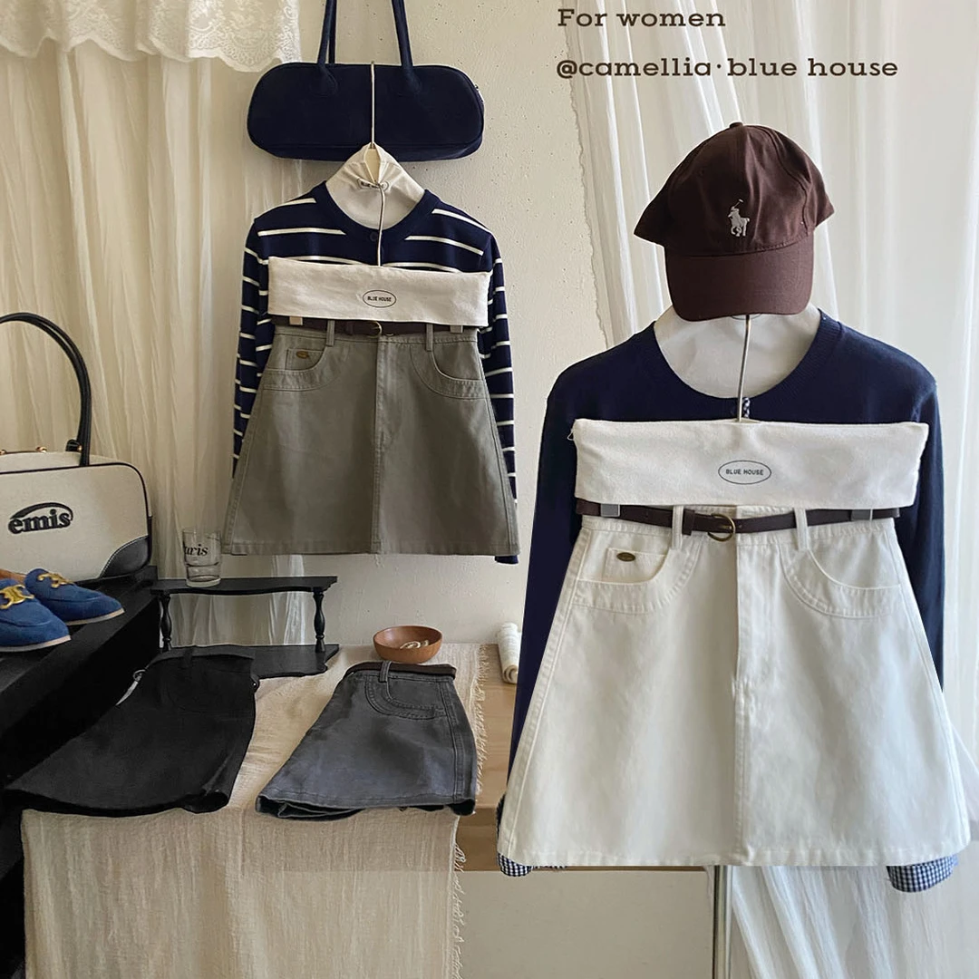 秋款面料升级美式复古洗水牛仔半身裙女高腰包臀显瘦A字气质短裙