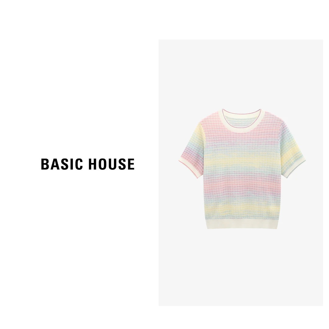 Basic House/百家好纯欲慵懒甜美时尚休闲撞色针织衫-B0625B55422
