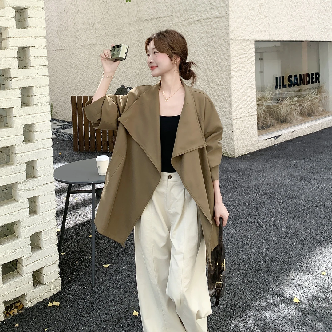 卡其色系带收腰风衣外套女款秋季2025新款英伦风气质通勤时尚大衣