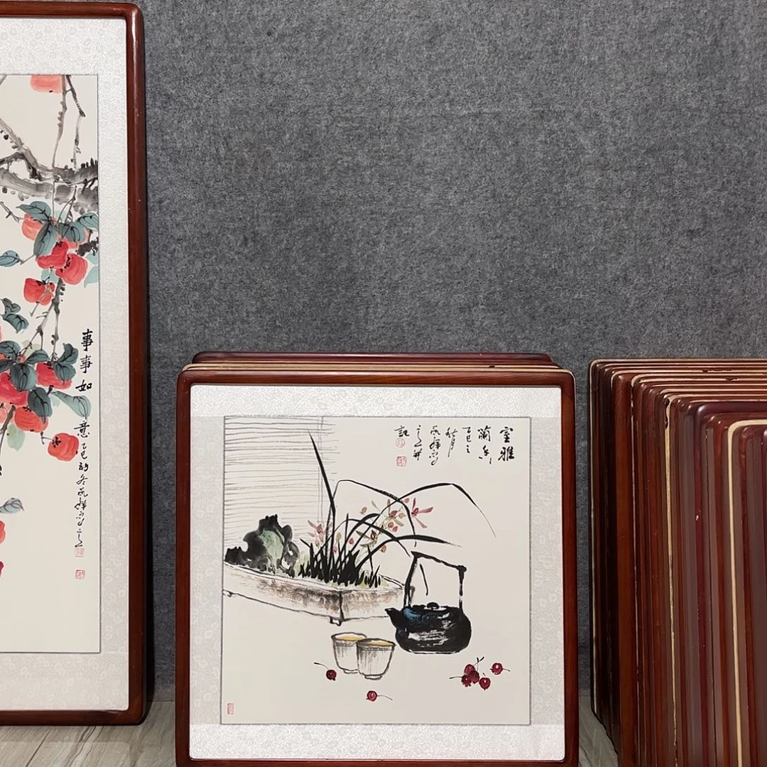 国画书画作品带框63×63