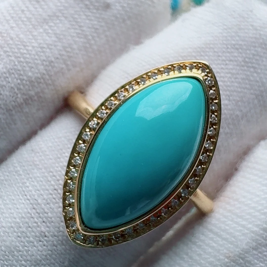 绿松石18K金镶嵌戒指