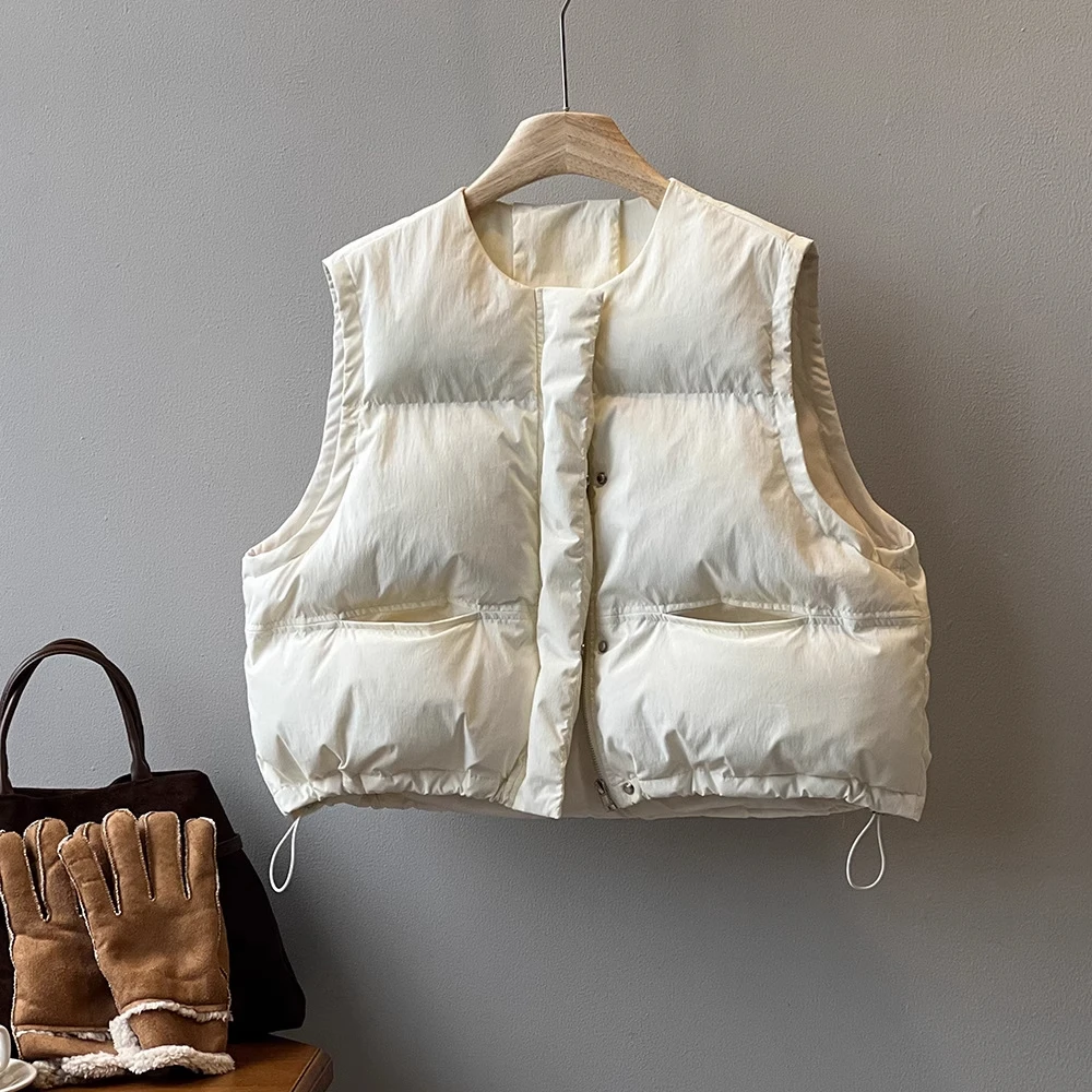 棉马甲女秋冬加厚韩版短款坎肩外穿圆领显瘦宽松马夹背心保暖外套