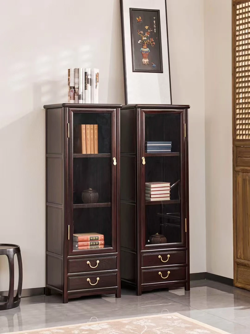 赞比亚紫檀玻璃展示柜木单门酒柜玻璃储物柜现代简约48/38/146