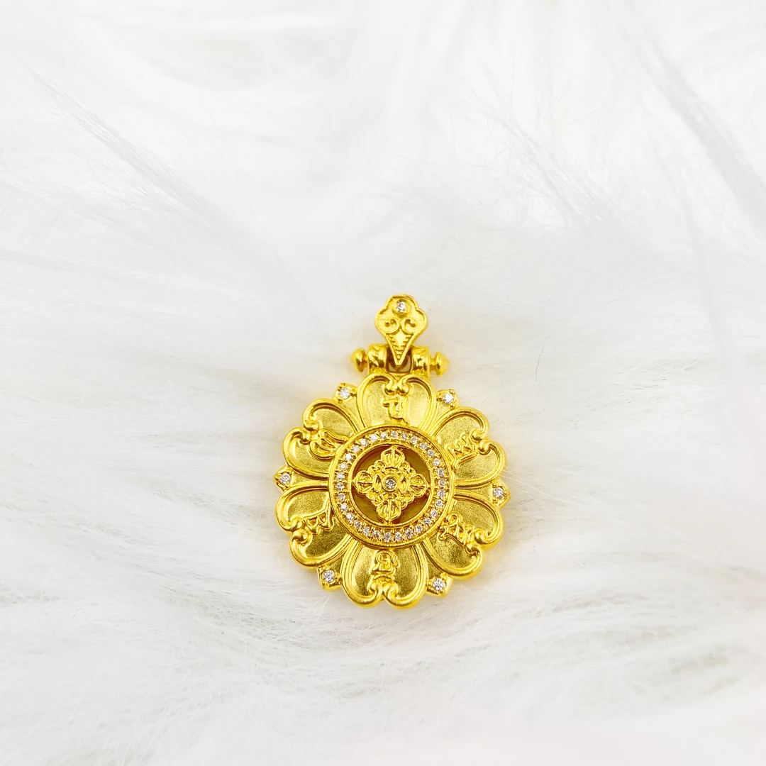 足金999 5D无氢六字真言(钻/250)黄金吊坠精致时尚（不含链）G4