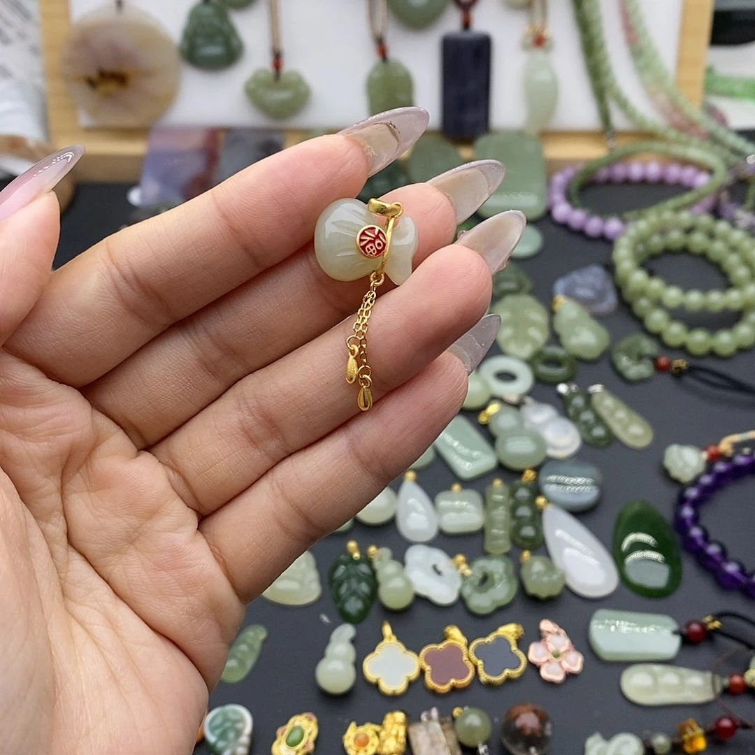 和田玉吊坠(不含链)银S925镶嵌