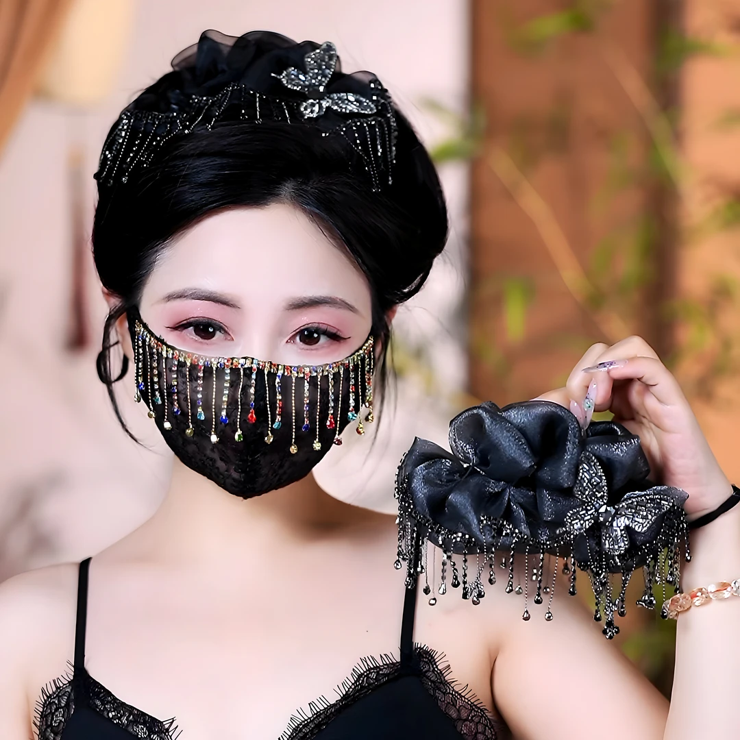 （香榭丽舍）网纱蝴蝶结流苏抓夹在逃公主盘发鲨鱼夹原创女头饰发夹
