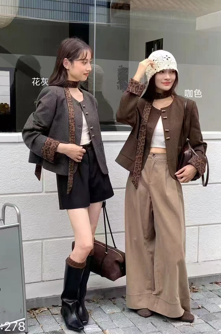 【5503】女#设计感时尚百搭呢子外套+带子