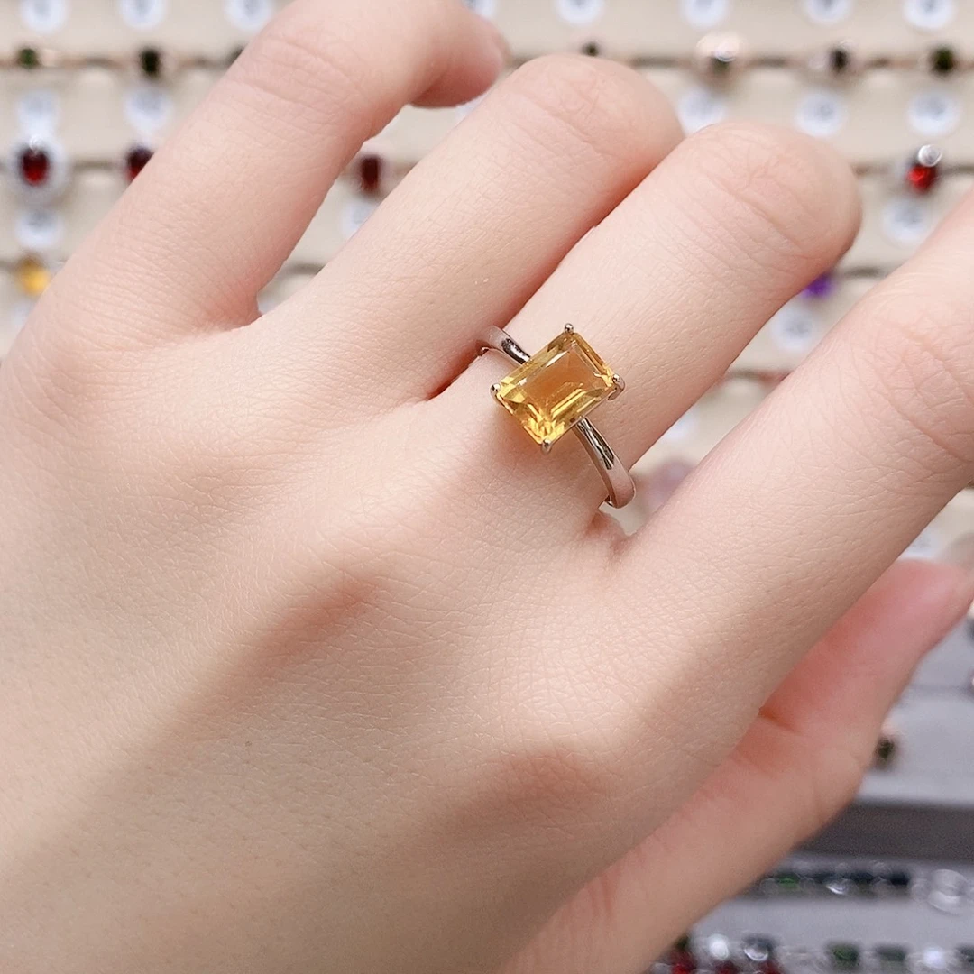 水晶戒指银S925镶嵌戒指