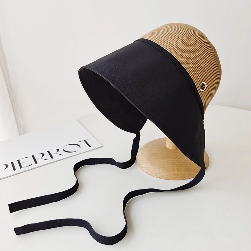 防紫外线大檐水桶帽子夏天女夏季遮脸帽海边渔夫帽出游遮阳草帽潮