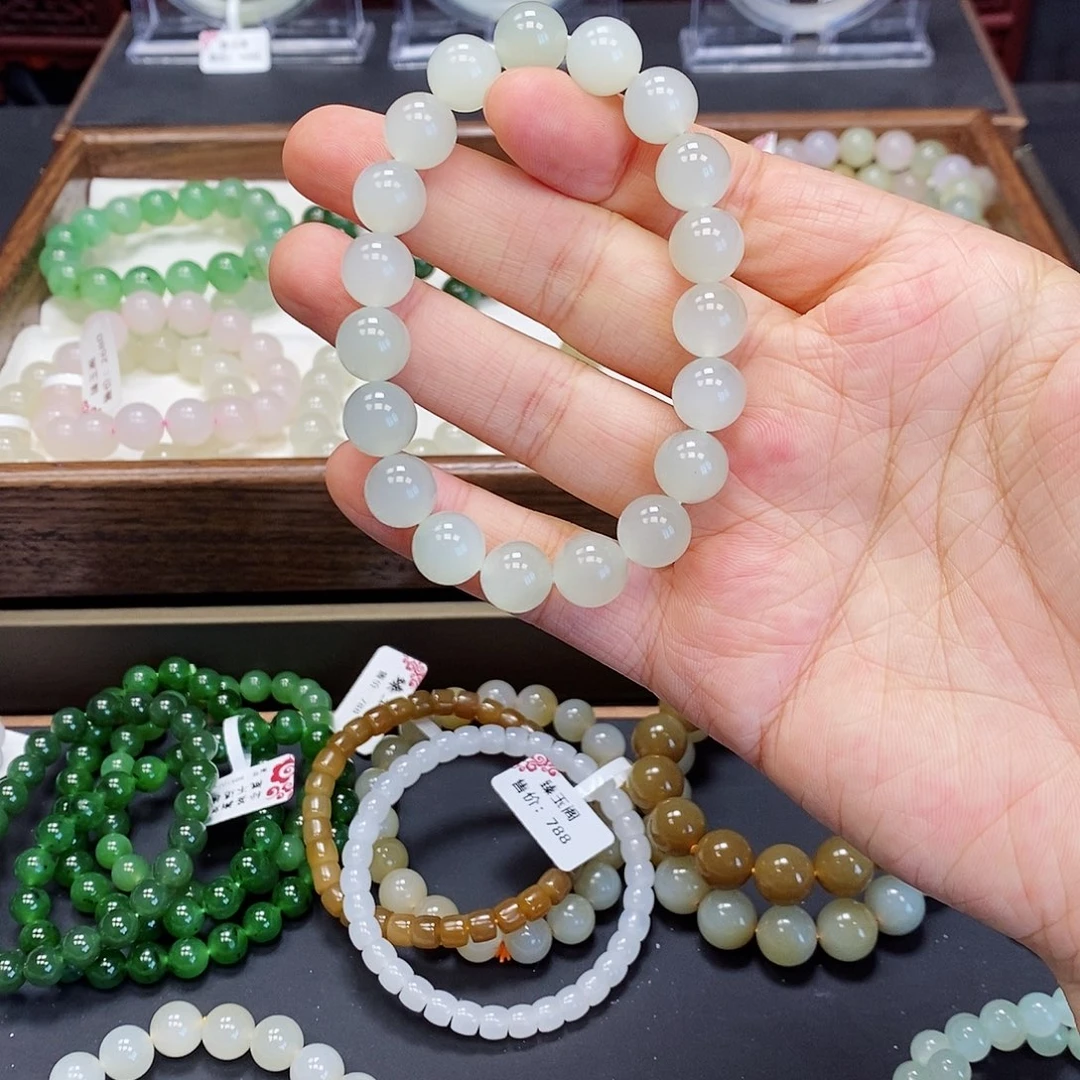 和田玉手串未镶嵌白玉10