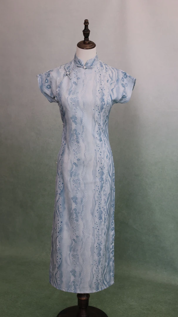 [知禾]苏囡囡旗袍新中式春夏新款单层古法全开襟长度约125