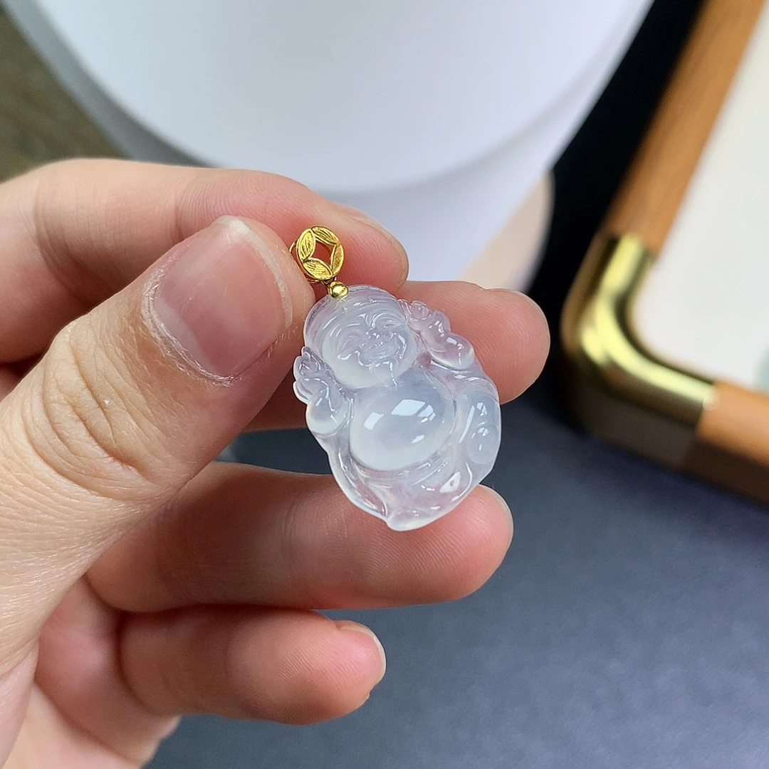 翡翠未镶嵌颈饰财神爷