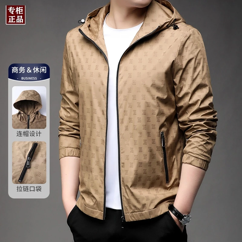 2025欧洲英伦时尚秋季男士防风防水夹克宽松潮流连帽休闲百搭外套