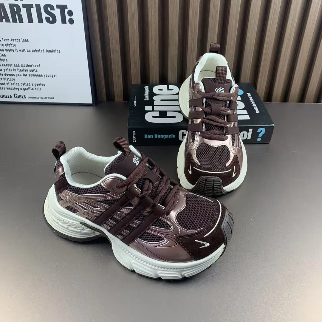 网面透气跑步鞋2025秋季新款时尚老爹鞋女鞋厚底增高休闲运动鞋女