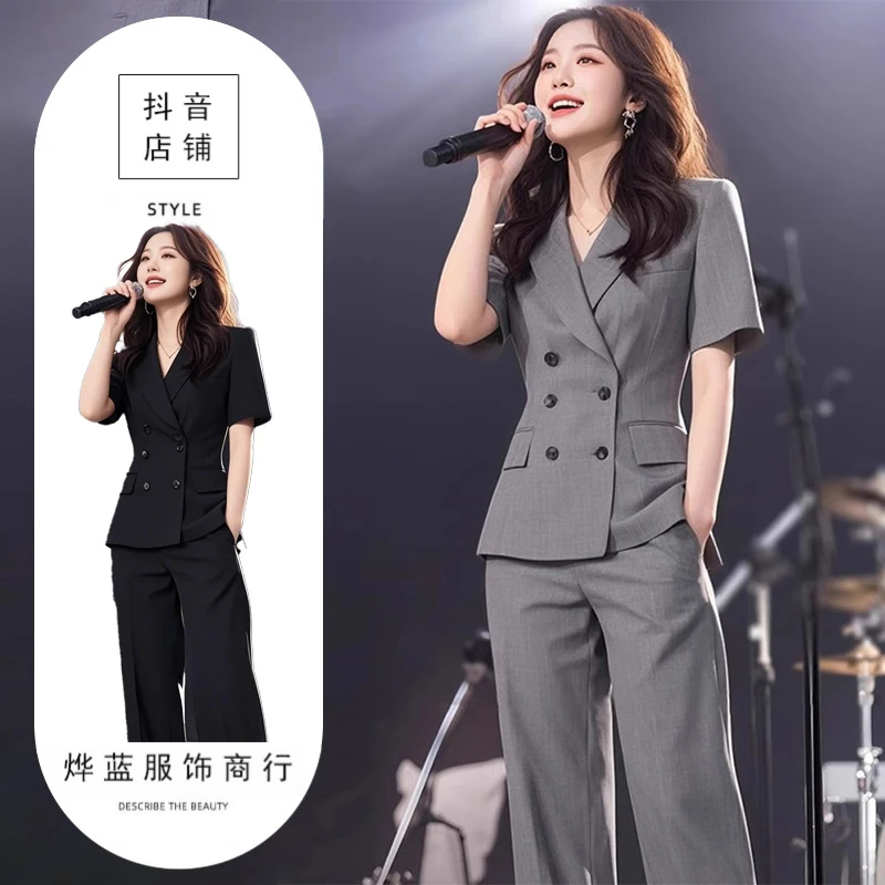 2025夏季新款一整套韩系穿搭套装气质干练通勤西装上衣裤子两件套