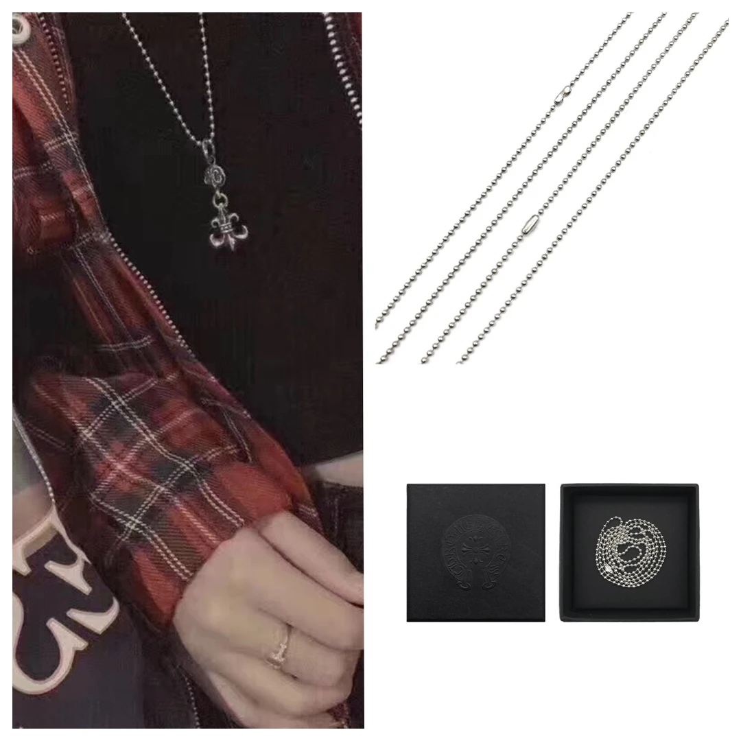 合金项链 克罗心  Chrome Hearts 银色滚珠链项链