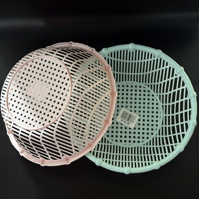 圆形收纳筐篮子家用零食干果盘沥水篮蔬菜篮子义乌塑料现代简约风