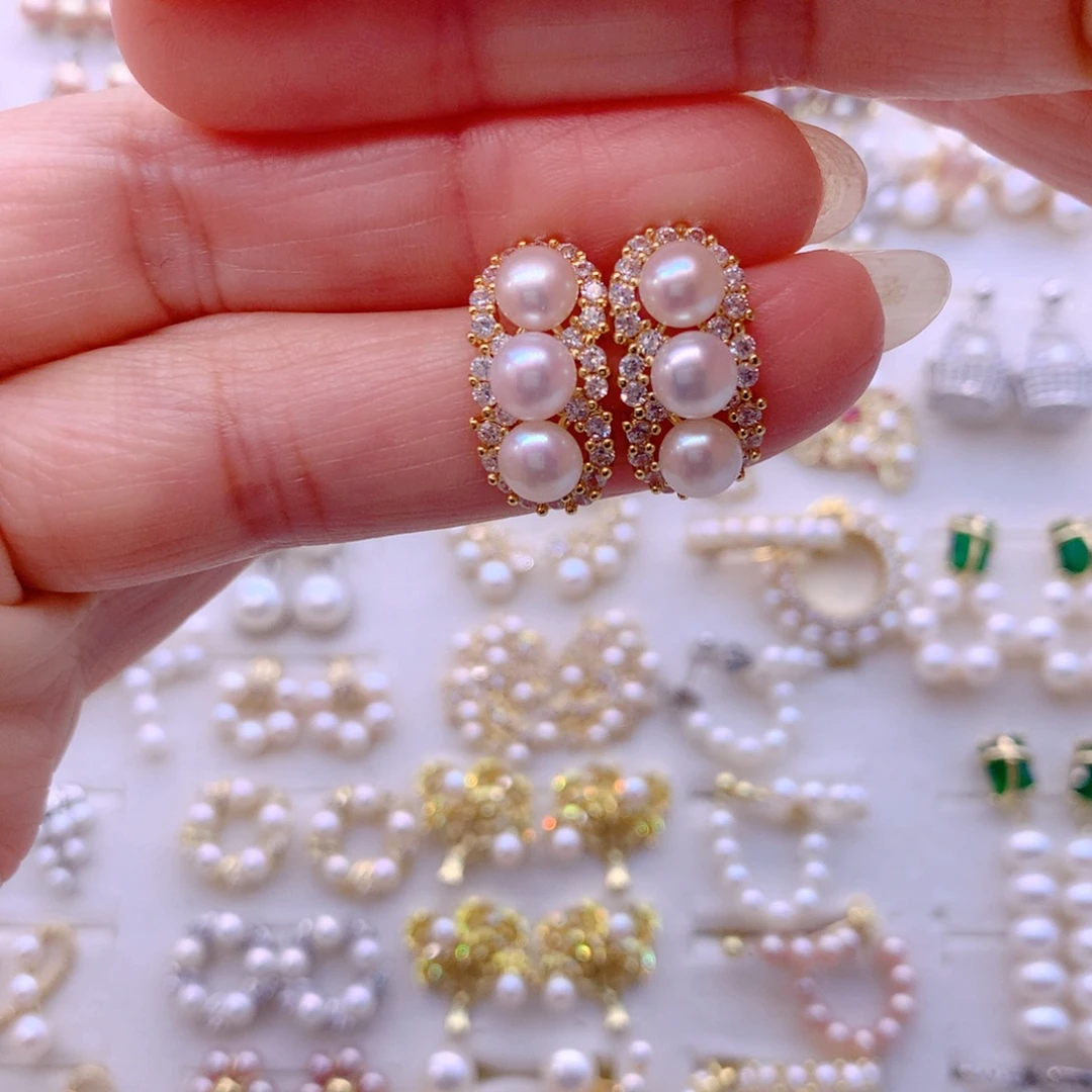 合金耳饰淡水珍珠