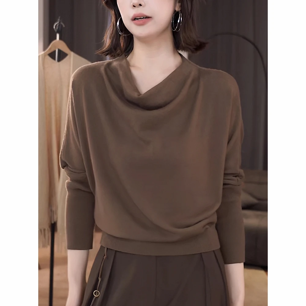 早秋薄款毛针织衫女士2025新款慵懒高级感减龄收腰显瘦蝙蝠袖上衣