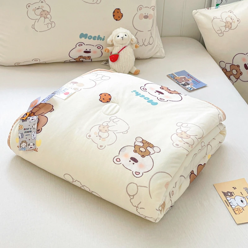 针织棉夏凉被空调被宿舍薄款可水洗1.5夏季被芯卡通儿童单人双人