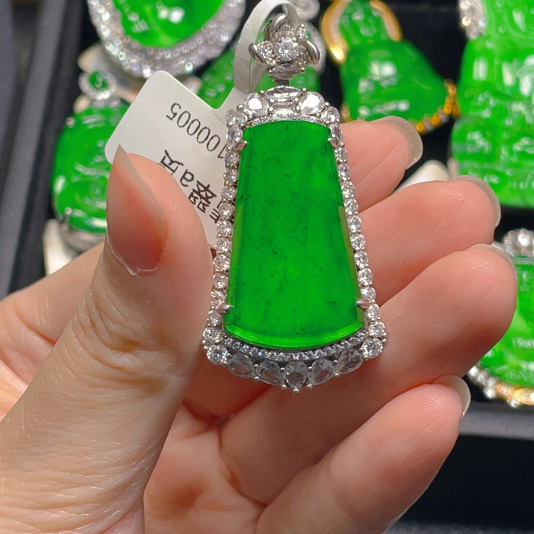 翡翠银S925镶嵌吊坠(不含链)