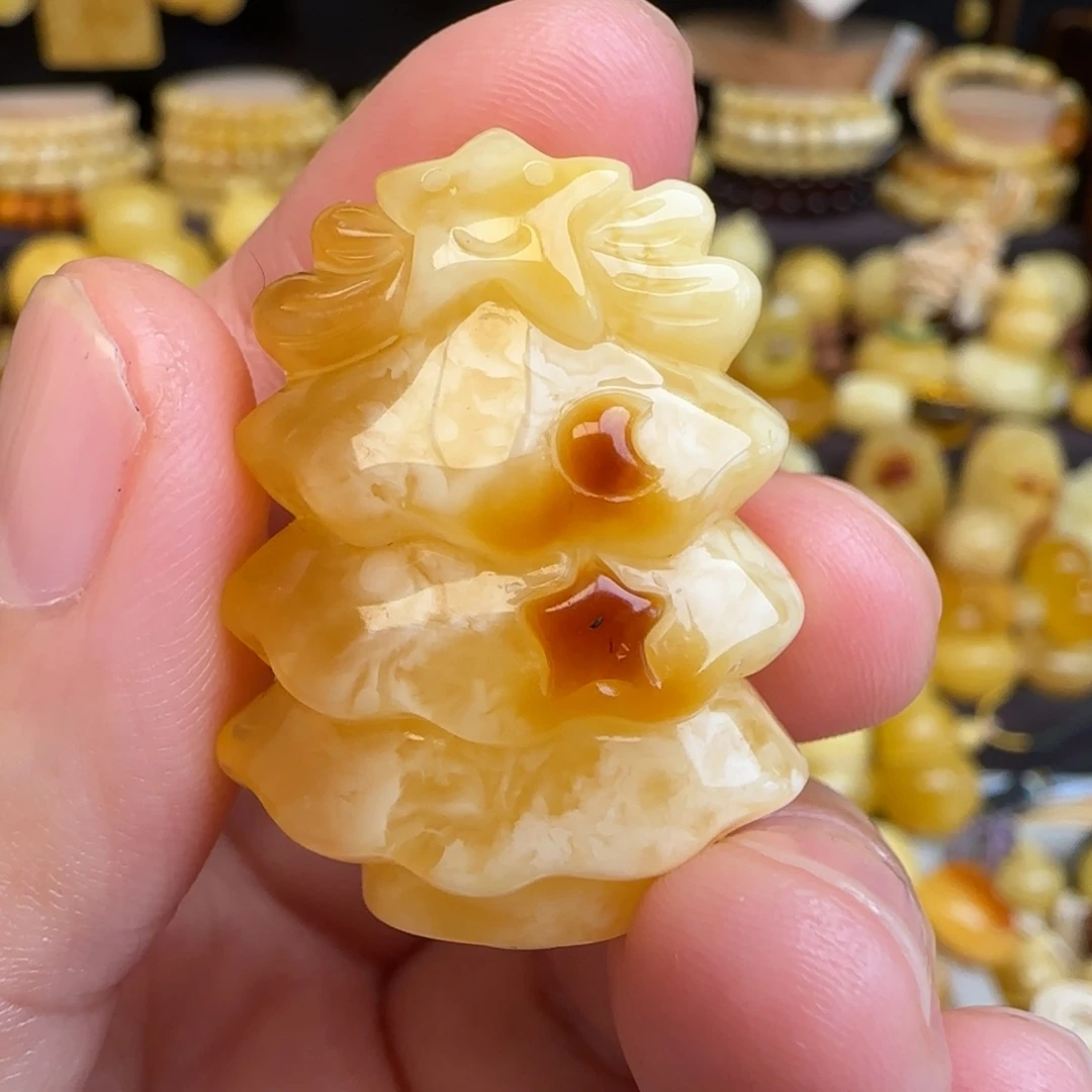 琥珀未镶嵌吊坠(不含链)天然蜜蜡圣诞树吊坠