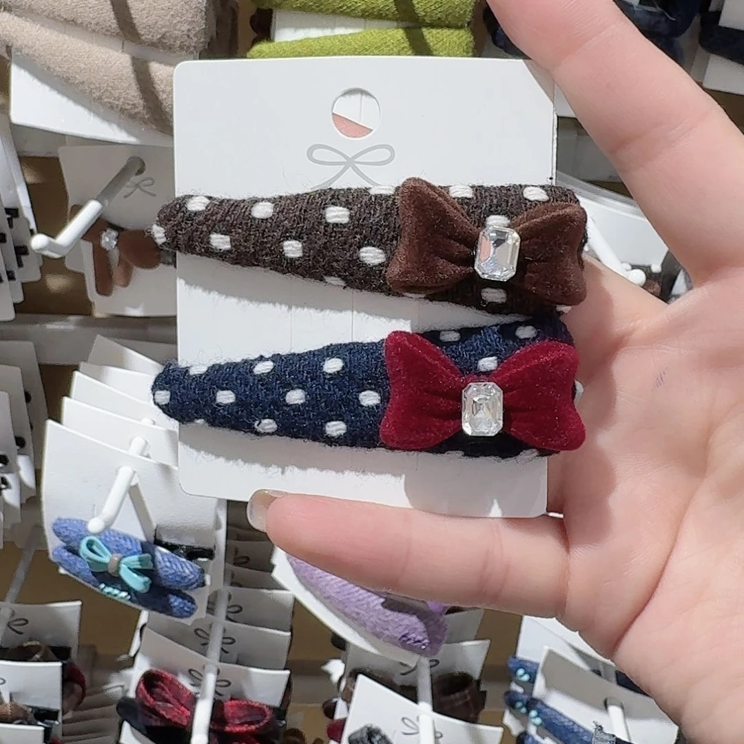 皮质非金属波点蝴蝶结拼色拜拜