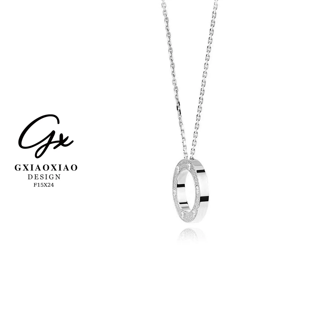 铜合金项链 GXX 法式轻奢气质高级感圆形大饼项链 F15X24 F15X5