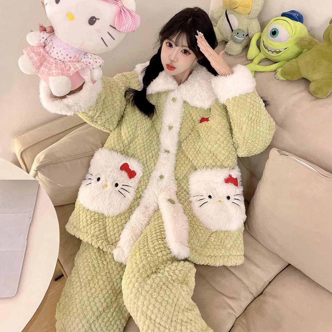 三层夹棉冬加厚加绒睡衣女款爆款2025新款法兰绒珊瑚绒家居服套装