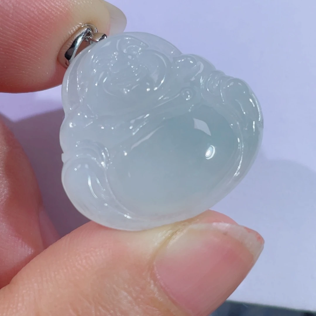 翡翠银S925镶嵌颈饰佛公