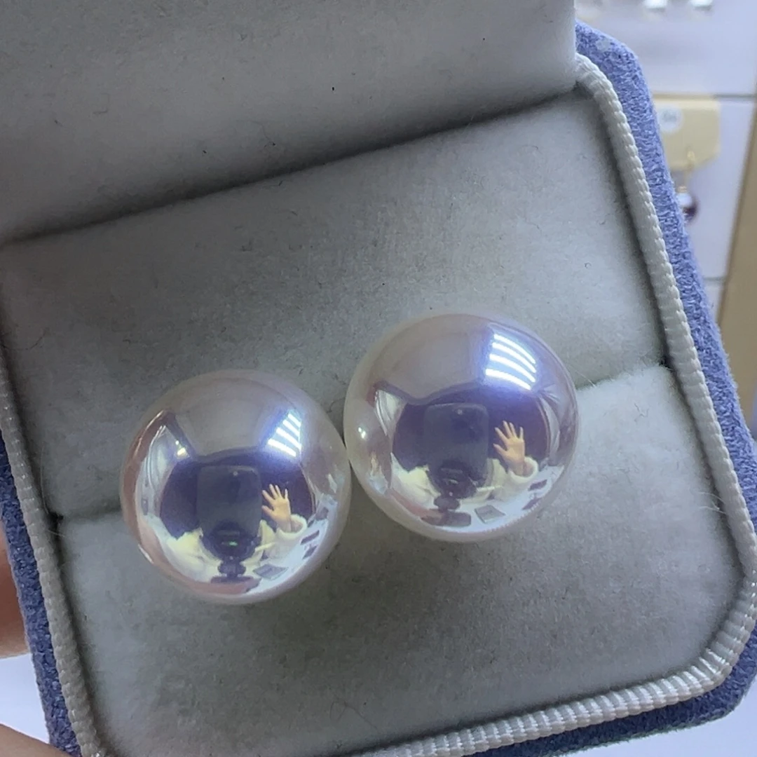 银S925镶嵌耳饰淡水珍珠