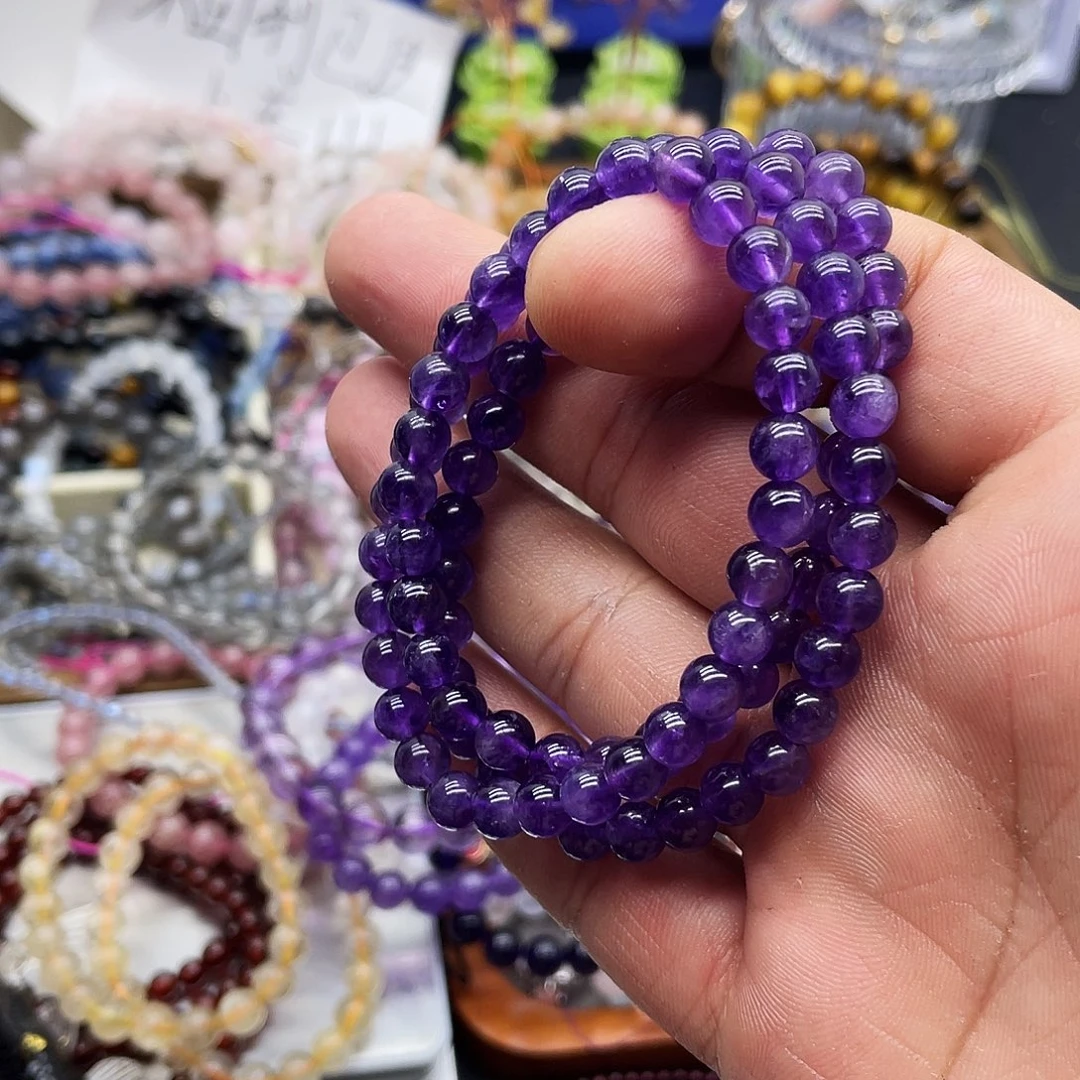 水晶手串未镶嵌紫水多圈6m