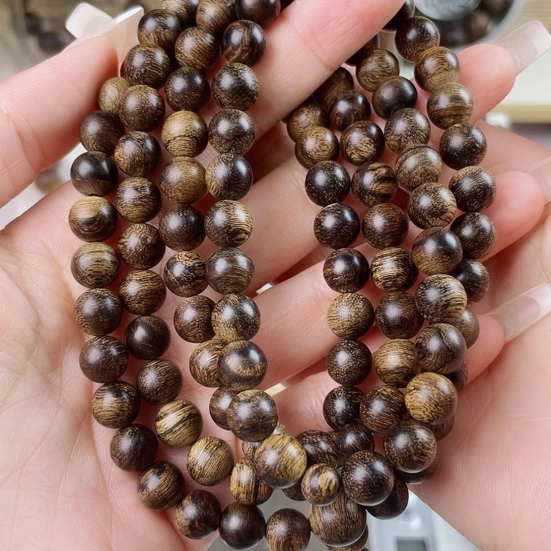 ****通沉香手串越南顺化帝王紫棋窖藏古董玉化瘤疤