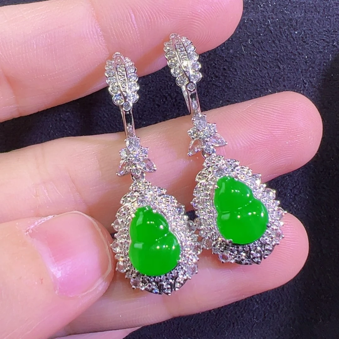 翡翠18K金镶嵌耳饰